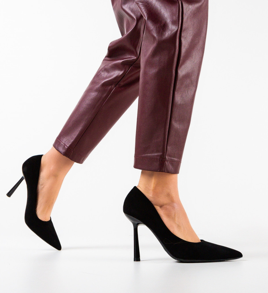 Pantofi Dama Emmett Negri Eleganți cu Toc - imagine 3