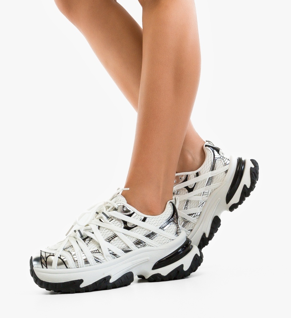 Sneakers Dama Rainbow Argintii | Stil și Confort Sport - imagine 4