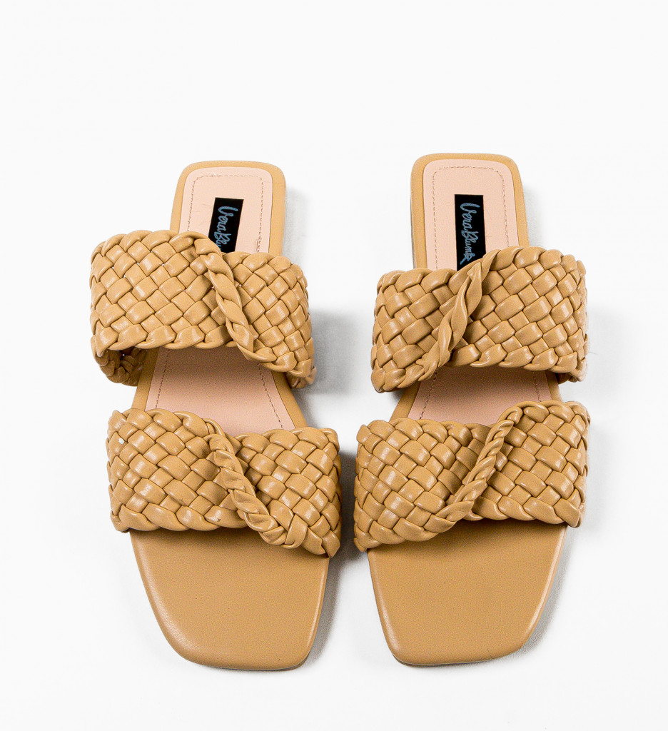 Sandale Papuci Dama Bej - Confort zilnic - imagine 5