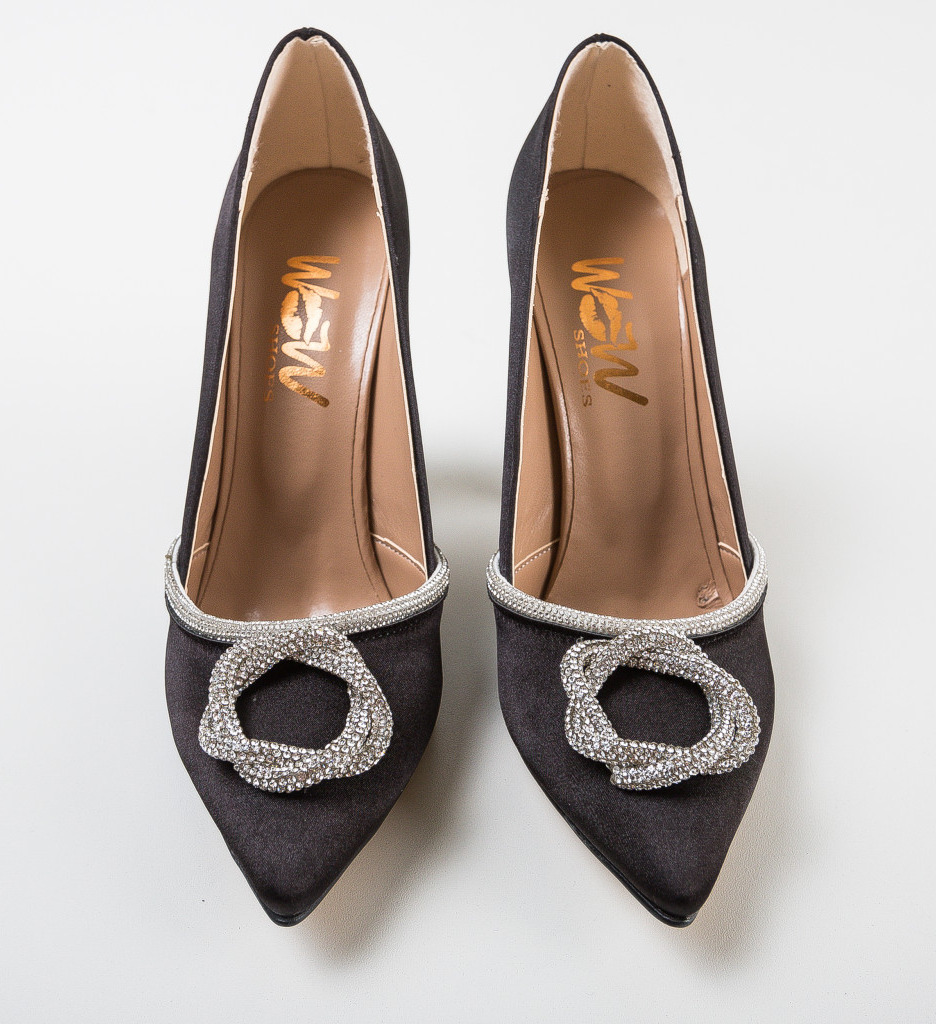 Pantofi Ronati Negri Eleganți cu Toc - imagine 7