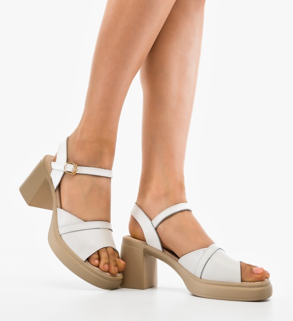 Sandale cu toc Gaguwa Albe – Eleganță și Stil - imagine 5