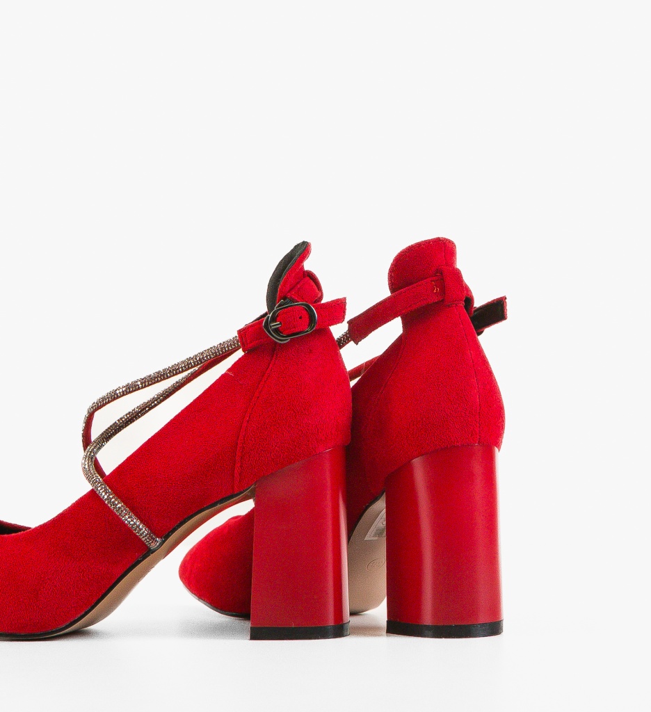 Pantofi Dama Nikke Rosii cu Toc Eleganti - imagine 7