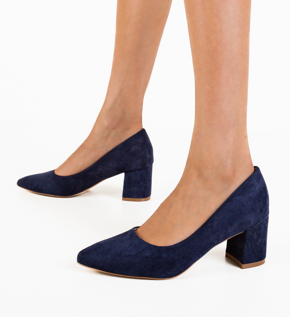 Pantofi Dama Popeq Bleumarin cu Toc Eleganti - imagine 4