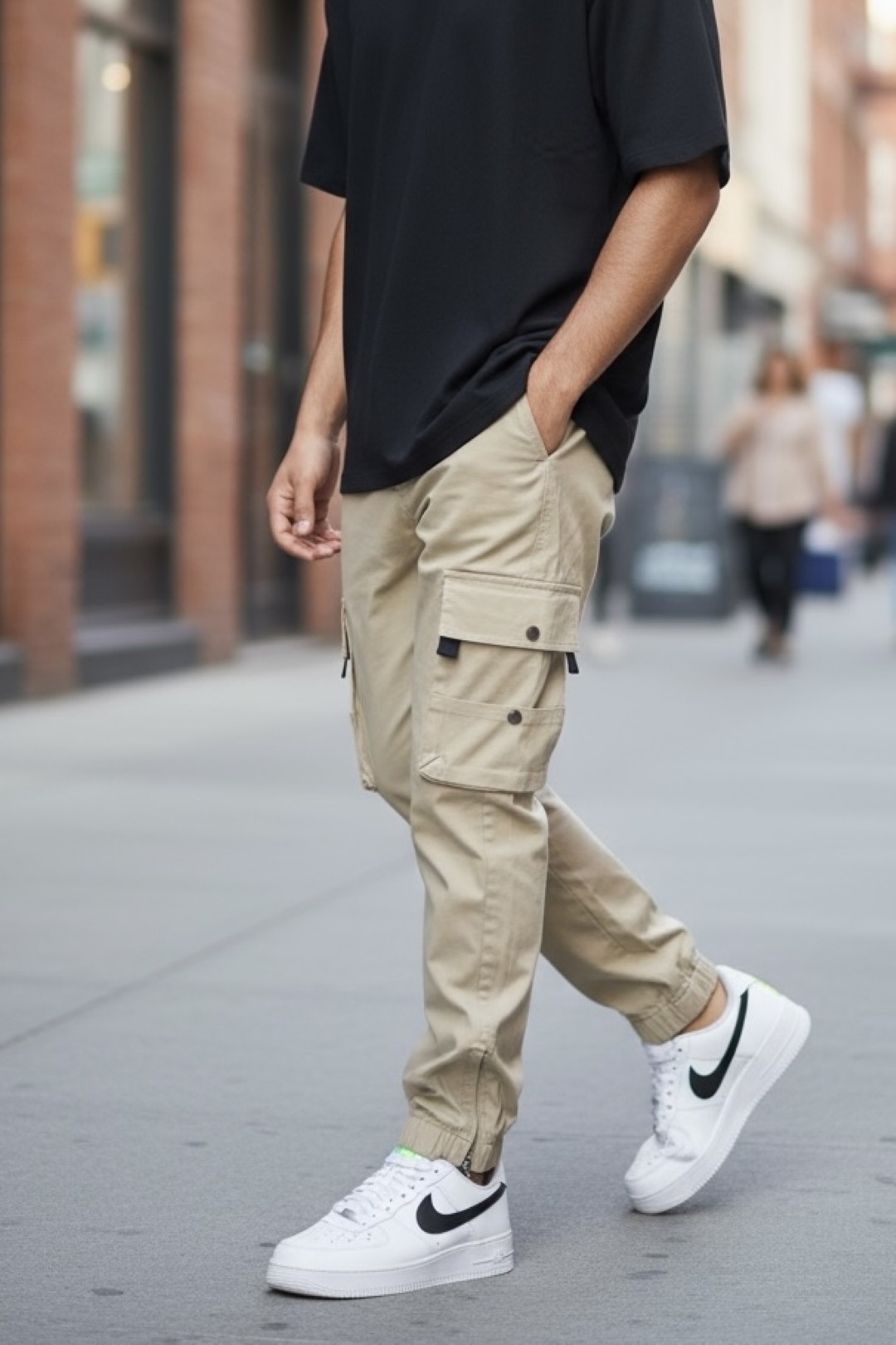 Pantaloni Trening Cargo Conici Bej | Stil și Confort