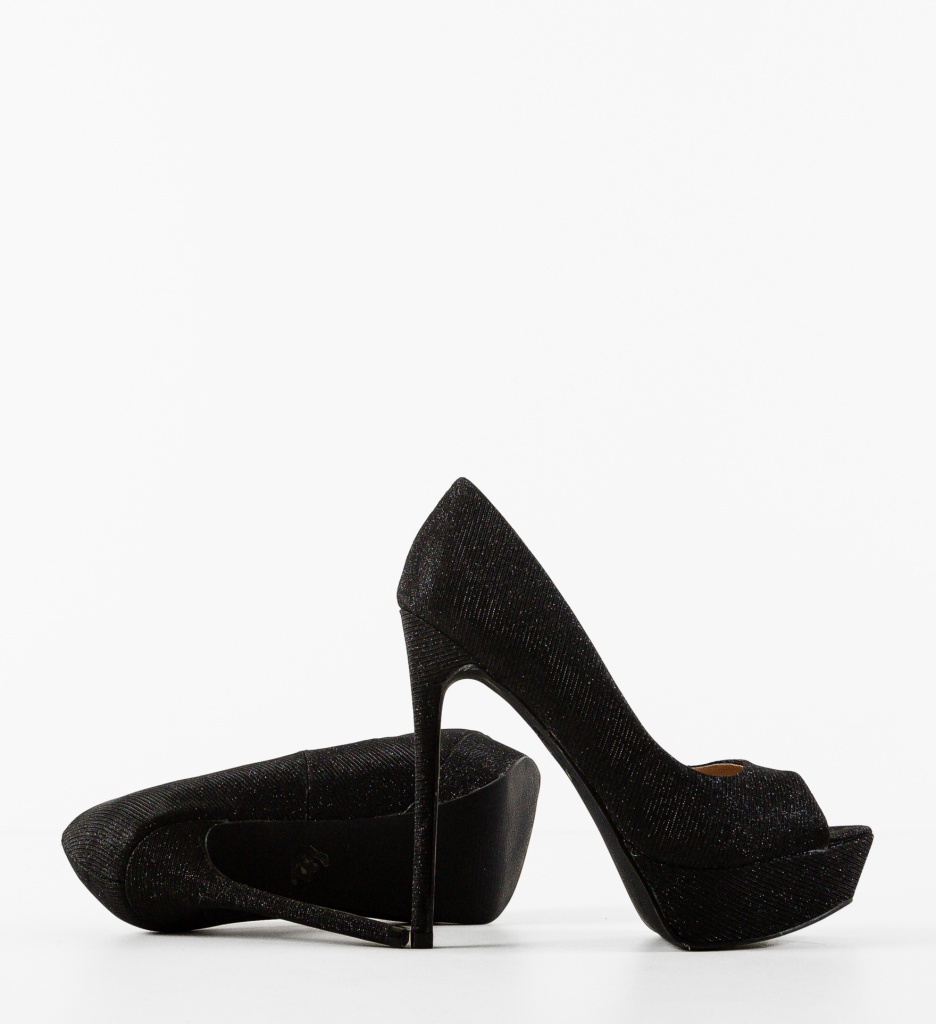 Pantofi Ferguson Negri Eleganți cu Toc - imagine 7