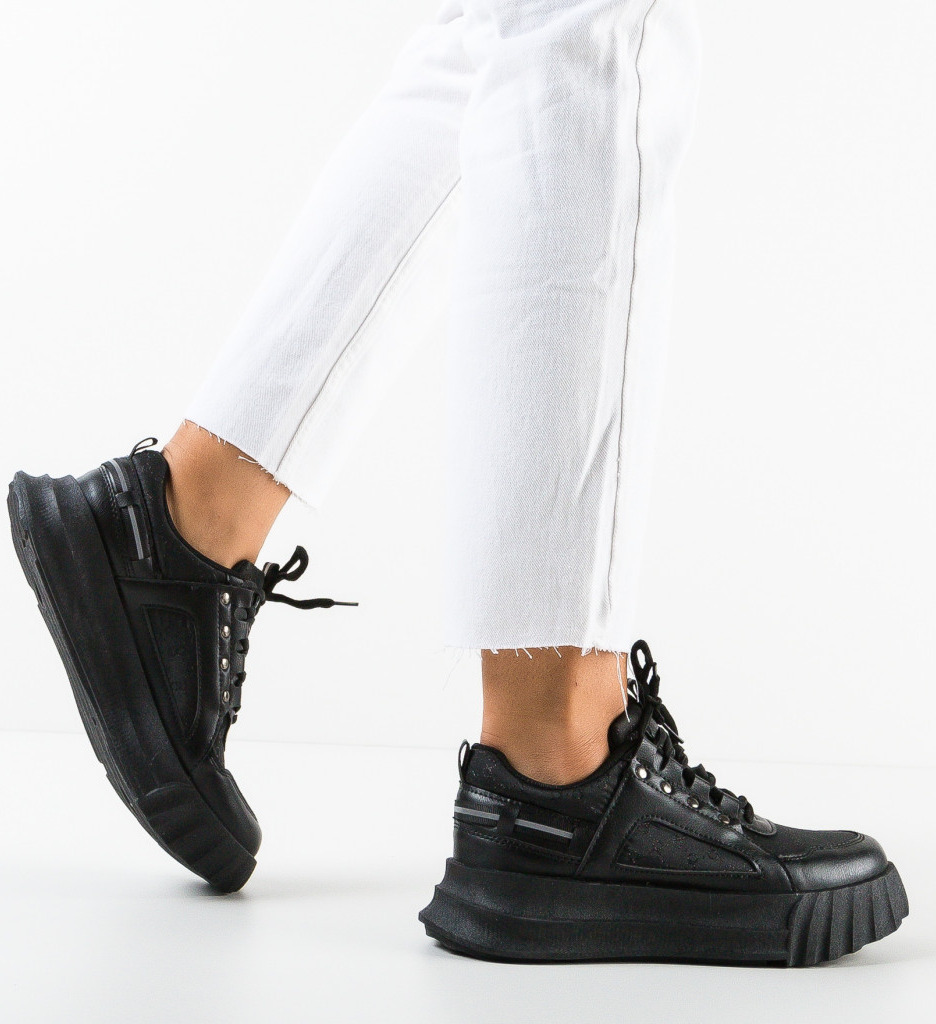 Sneakers Dama Aditya Negru - Confort si Stil - imagine 4