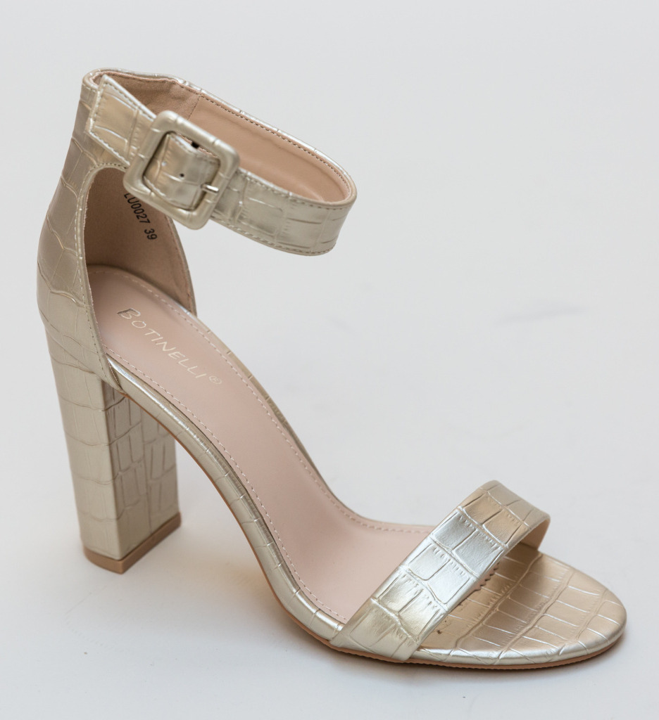 Sandale Rowan Aurii cu Toc Elegante | Stil Refined - imagine 7