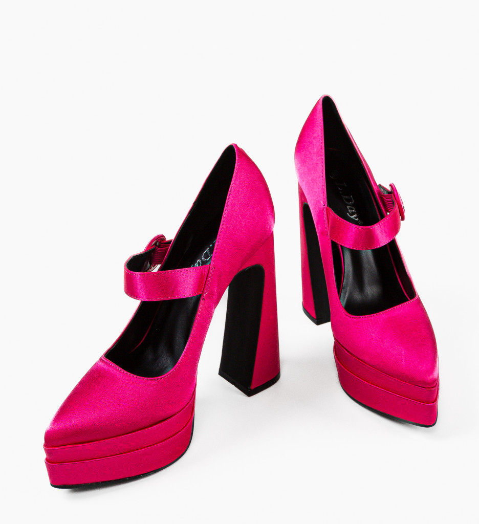 Pantofi Dama Fobol Fuchsia cu Toc Eleganți - imagine 3