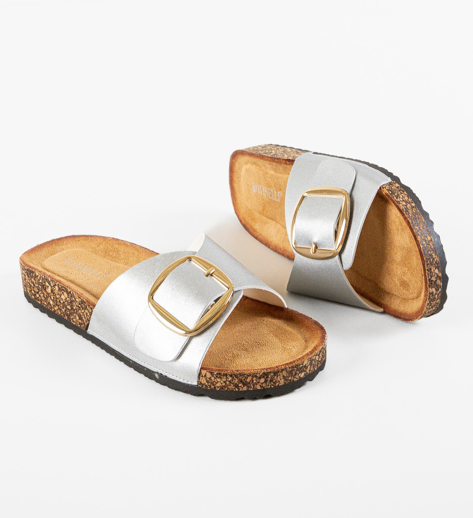Papuci Dama Terry Argintii - Confort Premium - imagine 6