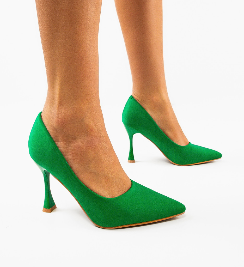 Pantofi Kikor Verzi Eleganți cu Toc - imagine 2