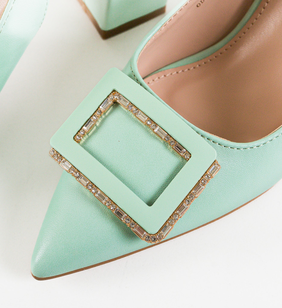 Pantofi Gentalya Verzi cu Toc - Eleganță - imagine 3