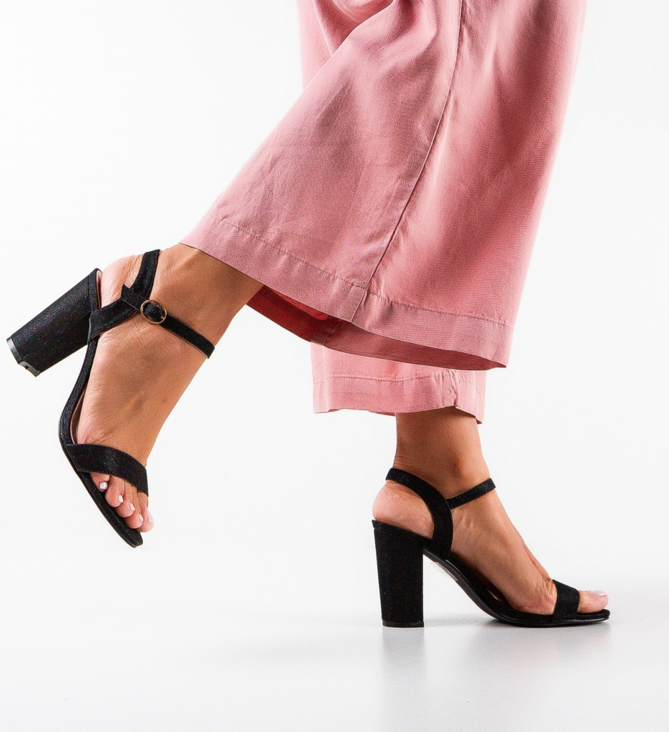 Sandale cu Toc Konas Negre | Eleganță Asigurată - imagine 2