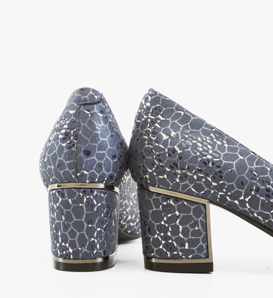 Pantofi dama Teord Albastri eleganți cu toc - imagine 5