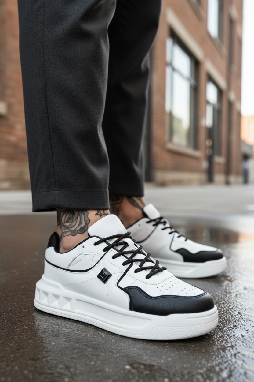Adidași Casual Bărbați VLT L75 Albi cu Negru
