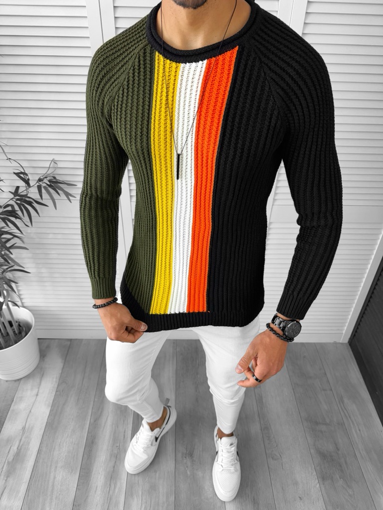 Pulover Barbati Negru Slim Fit T3578 | Eleganță