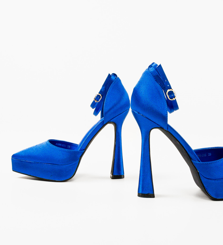 Pantofi Bartosz Albastri cu Toc Eleganți - imagine 6