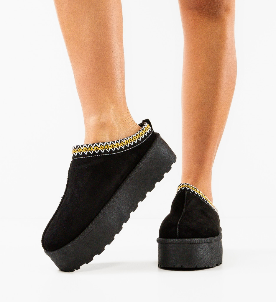 Papuci Hamzarda Tip UGG Negri | Confort Termic - imagine 4