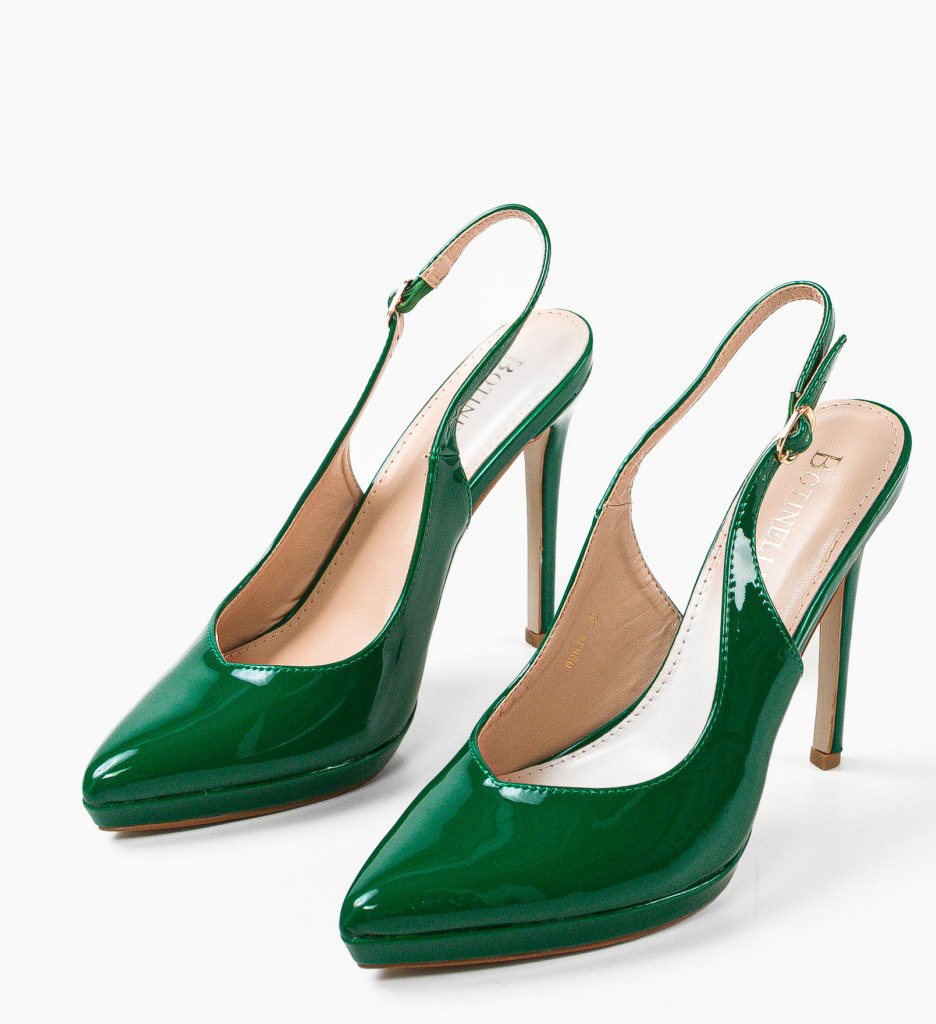 Pantofi Rajendra Verzi cu Toc Eleganți - imagine 5