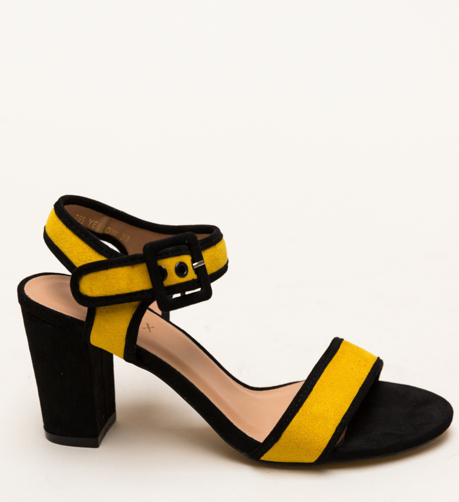 Sandale Clindar Galbene cu Toc Elegante - imagine 4