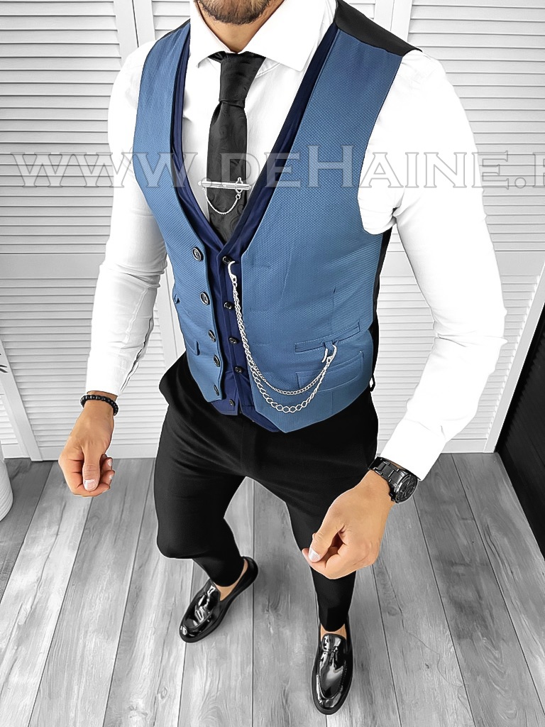Vesta Barbati Bleu Eleganta Slim Fit B8176