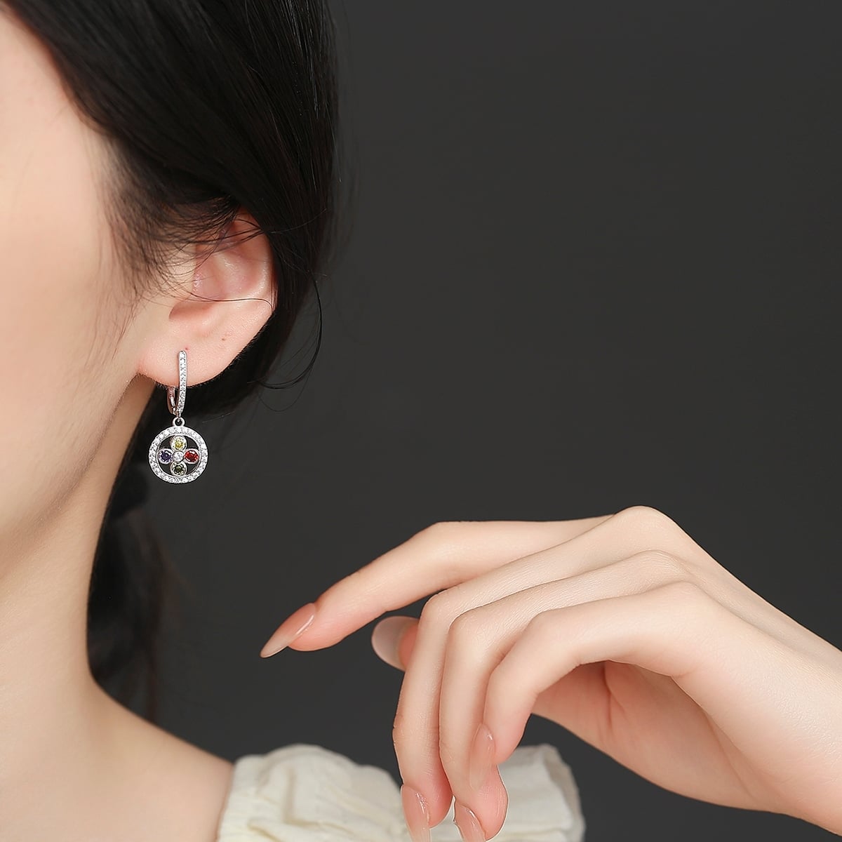 Cercei Argint Floare Delis | Eleganță și Stil - imagine 2