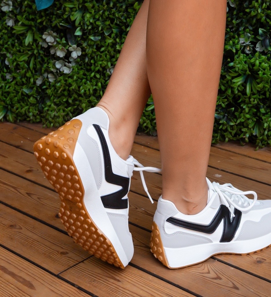Sneakers Dama Sharad Albi - Confort și Stil Sport - imagine 3