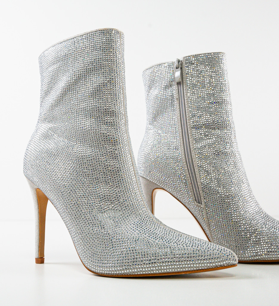 Botine Dama Fatma Argintii - Eleganță și Stil - imagine 8