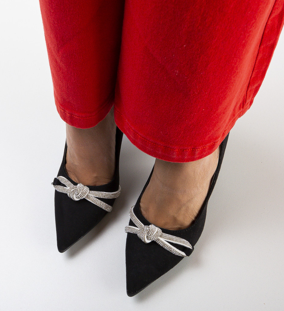 Pantofi Otbal Negri cu Toc Eleganți - imagine 3