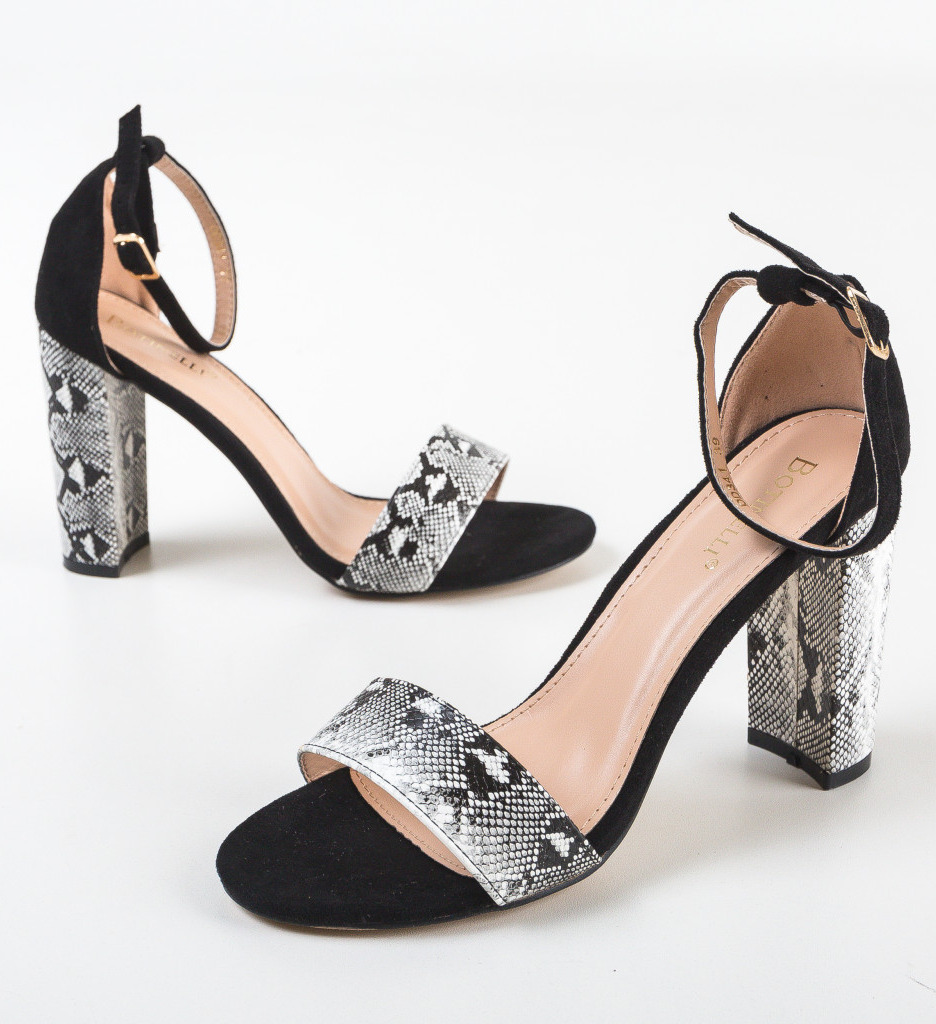 Sandale Mixx Negre cu Toc Elegant