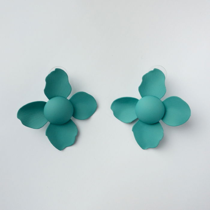 Cercei Floare Verde Mat Shopika - Design Elegant