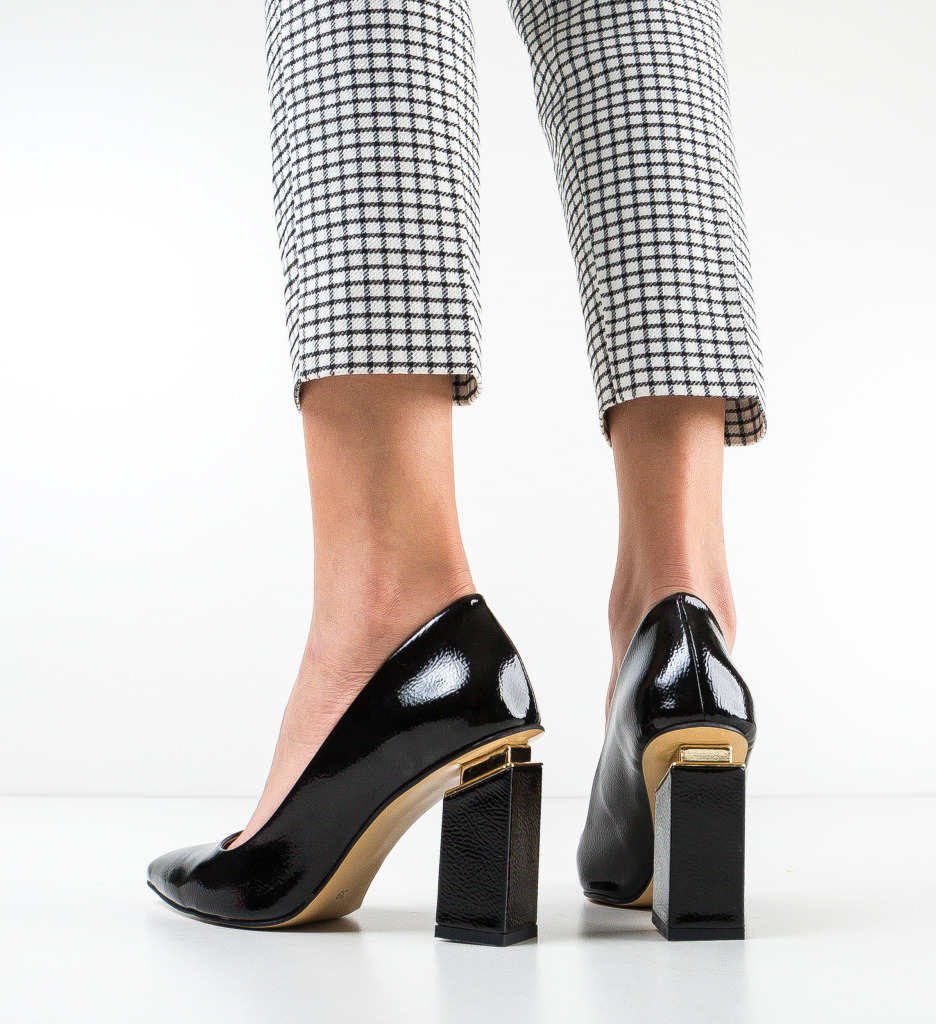 Pantofi Burjoa Negri Eleganți cu Toc - imagine 3
