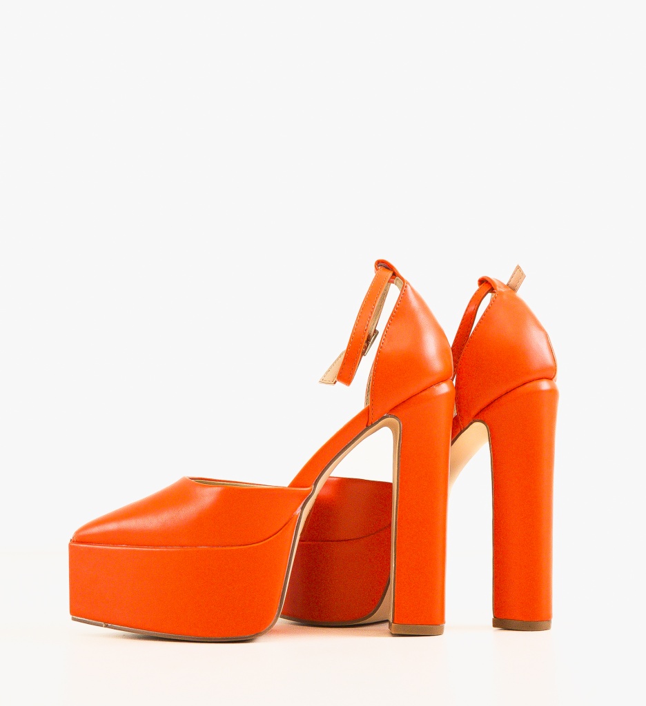 Pantofi cu Toc Marianne Portocalii | Eleganți - imagine 4