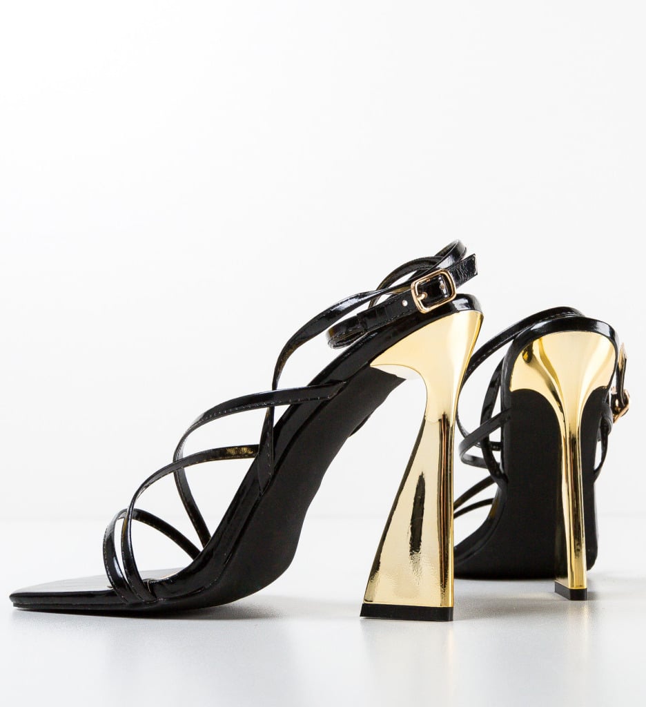 Sandale Lucsy Negre cu Toc Elegante - imagine 13