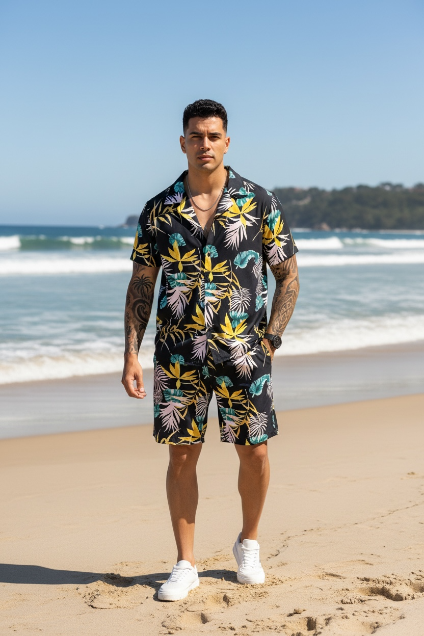 Compleu de vara camasa cu imprimeu + pantaloni 5501 13-5.3
