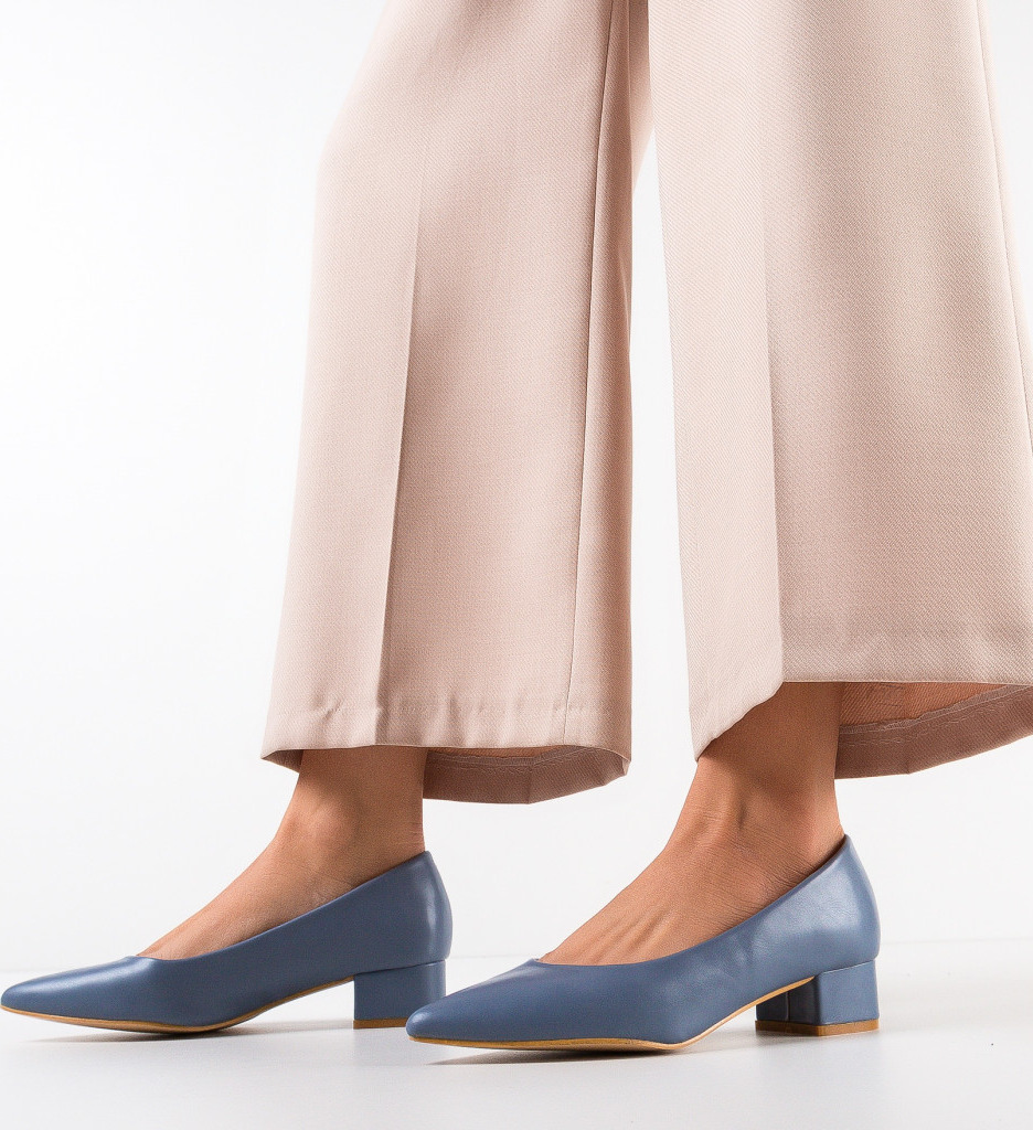 Pantofi Dama Rudd Albastri cu Toc Elegant - imagine 2
