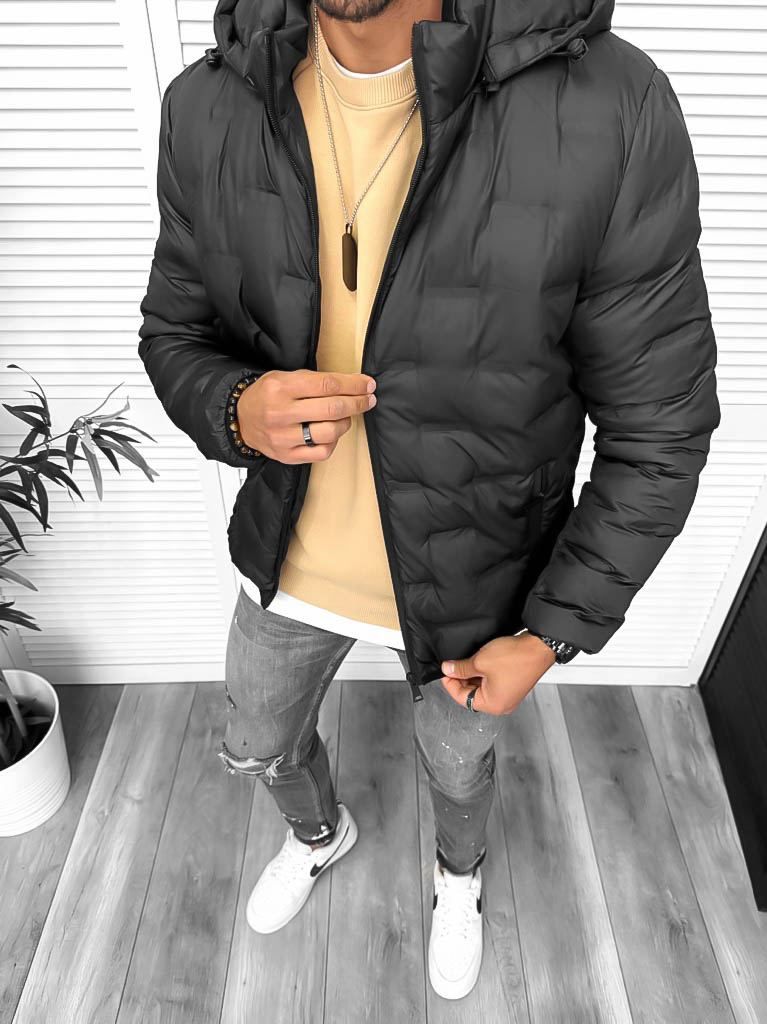 Geacă Bărbați Neagră Slim Fit | Model Nou