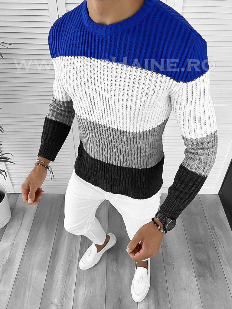 Pulover Barbati Gri Slim Fit Elegant