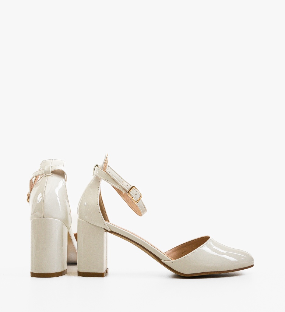 Pantofi Dama Peppre Albe cu Toc Eleganți - imagine 2