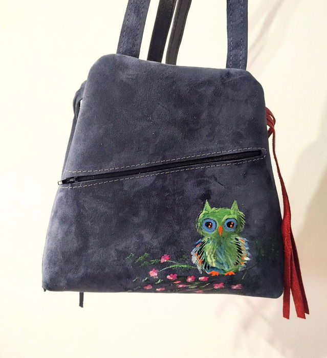Rucsac Piele Shopika cu Design Bufniță | Eleganță Naturală