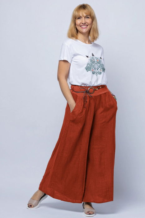 Fusta pantalon Shopika in caramizie | Casual elegant