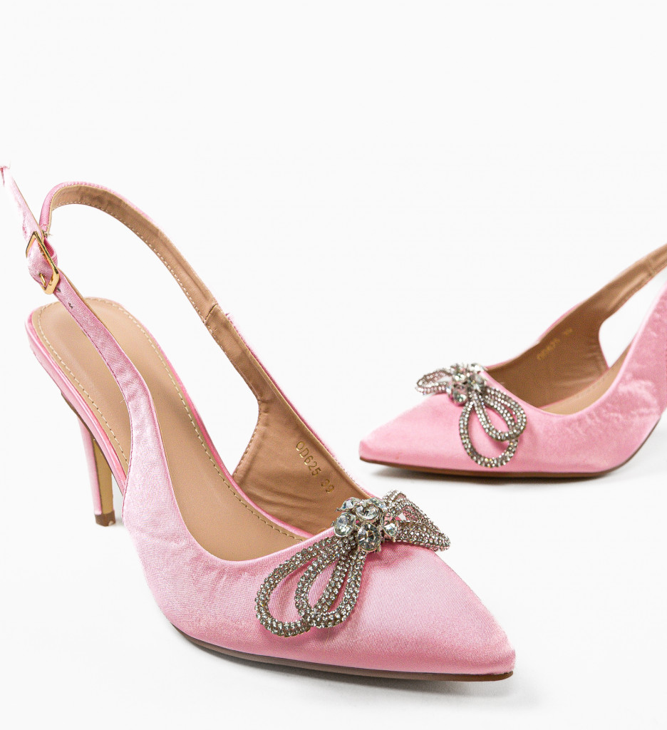 Pantofi Dama Totyce Roz cu Toc Eleganți - imagine 7