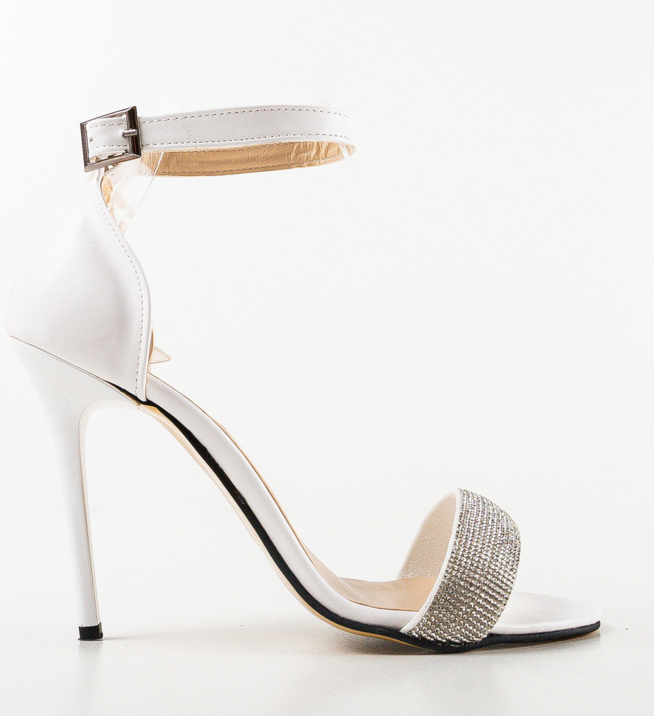 Sandale Toc Mediu Sonia Albe | Eleganță - imagine 5