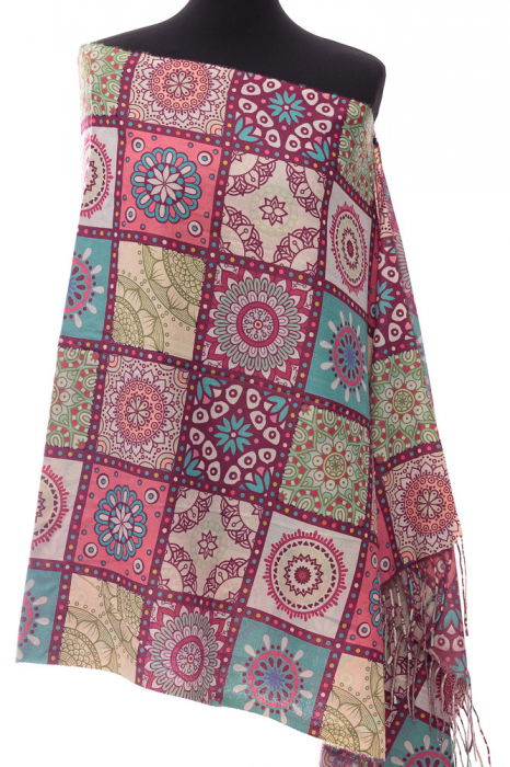 Eșarfă Casmir Shopika Model Marocan Bordo