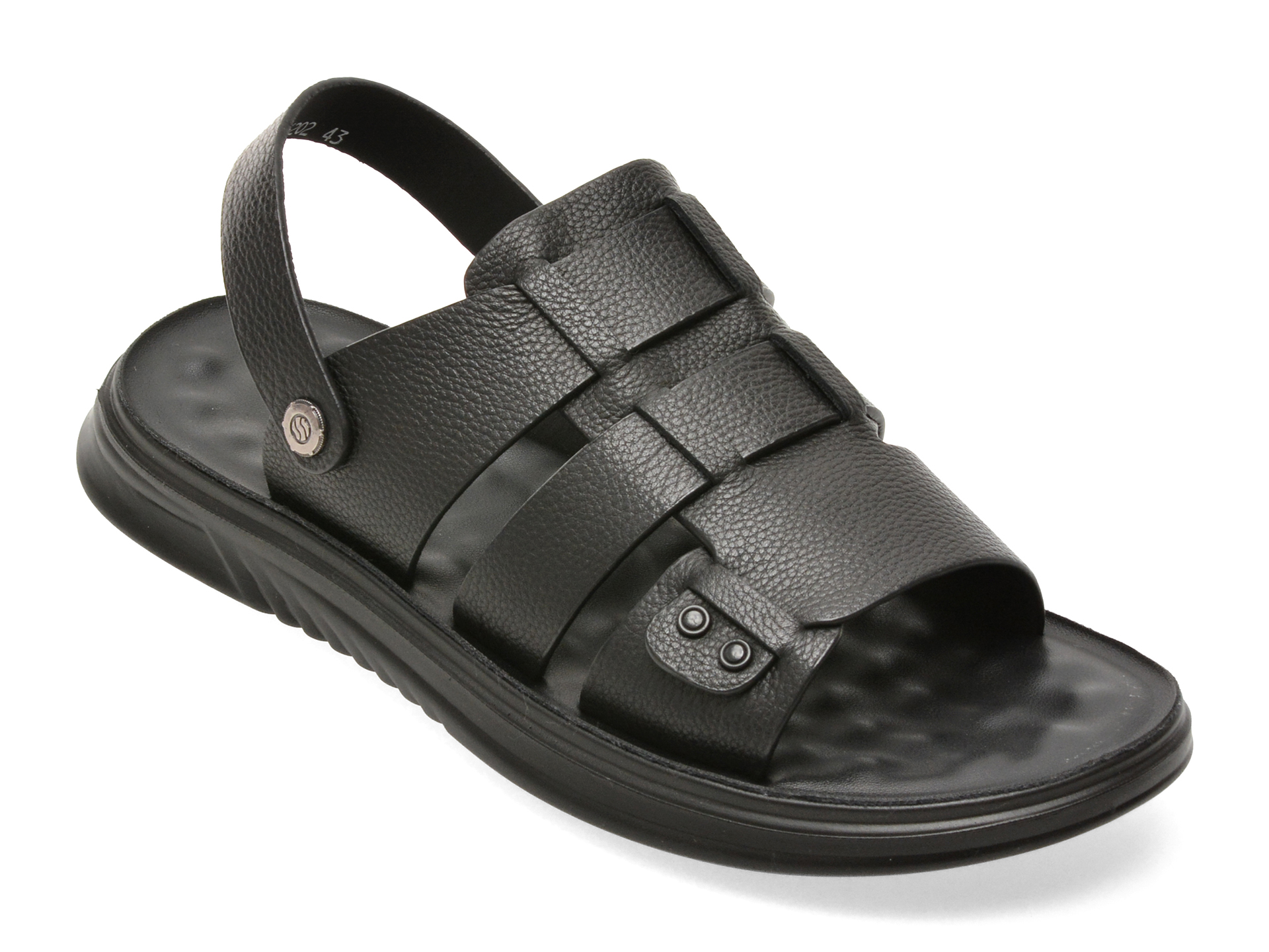 Sandale OTTER negre D6202 din piele naturală