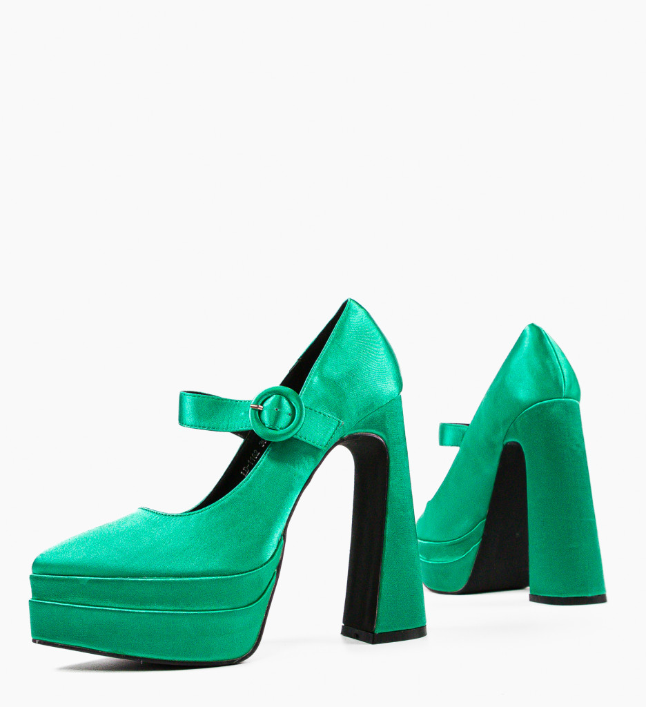 Pantofi Dama Fobol Verzi cu Toc Eleganți - imagine 5