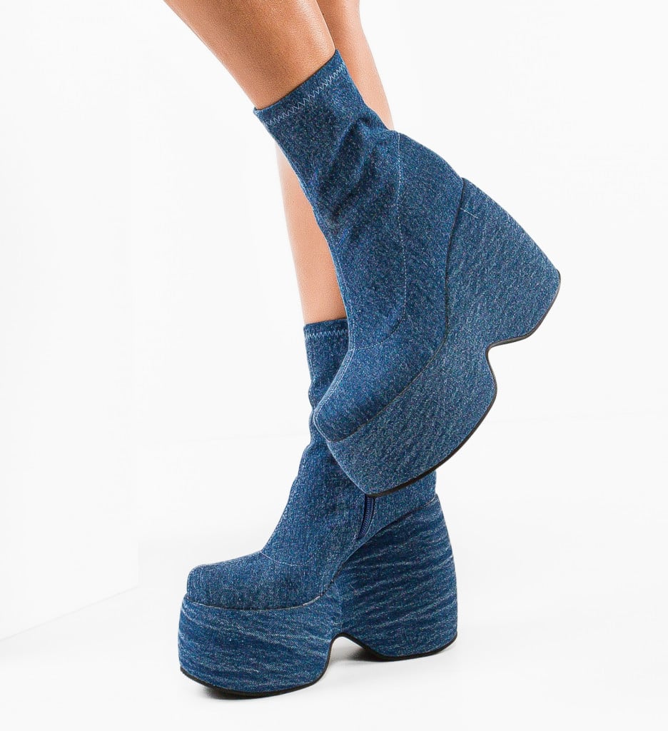 Botine Dama Stelar Albastre - Eleganță și Stil - imagine 5