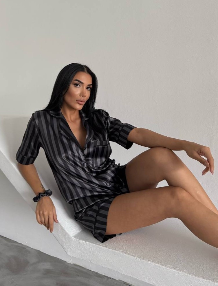 Set Pijama Dama 2 Piese Delis, Satin Sidefat - imagine 4