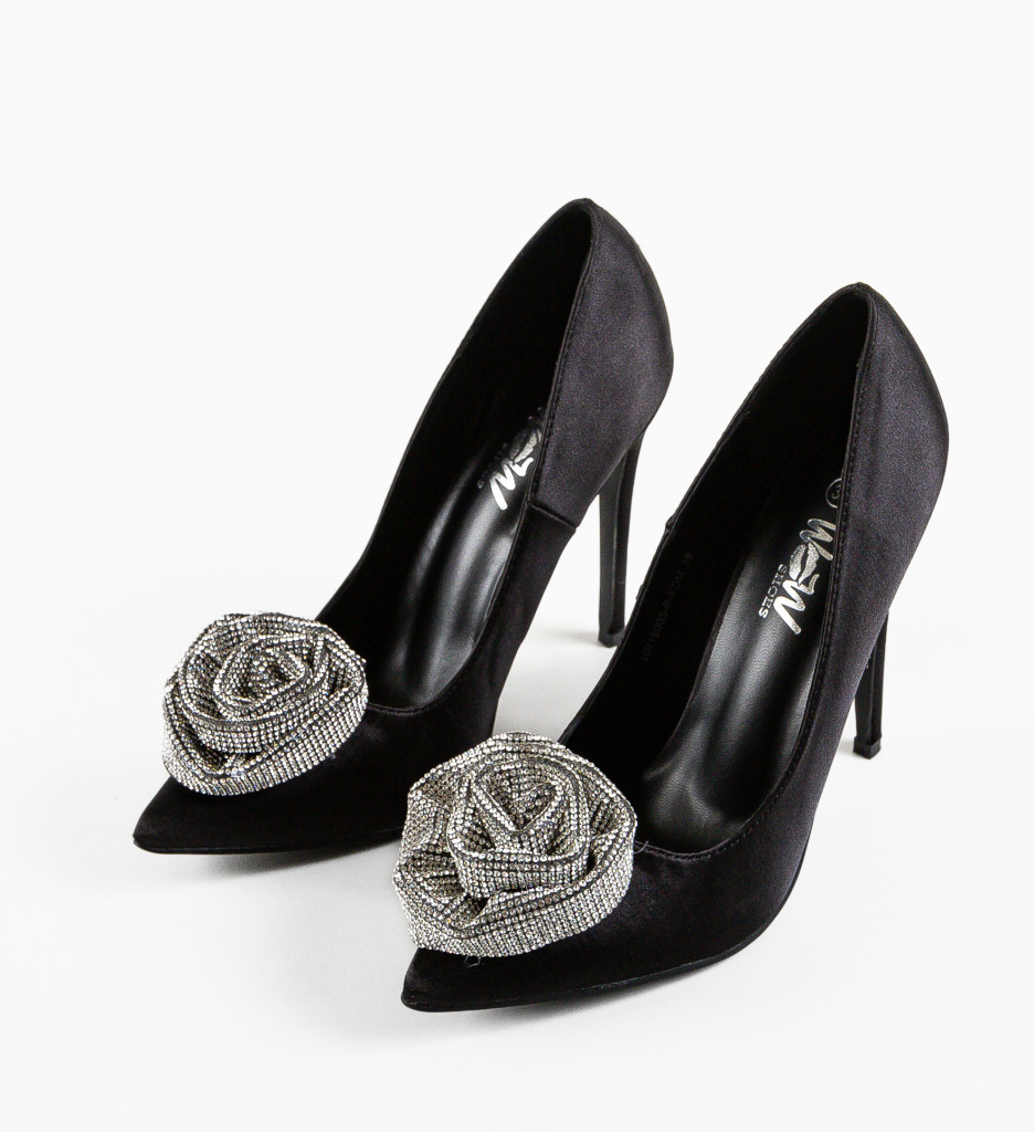 Pantofi Eleganți cu Toc Brany Negri - imagine 6
