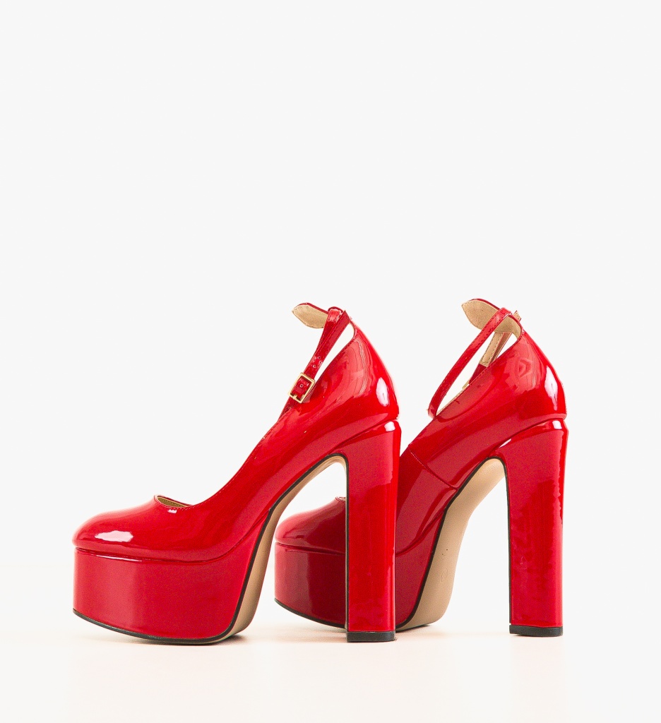 Pantofi Rosii cu Toc Eleganti Azhaah - imagine 5