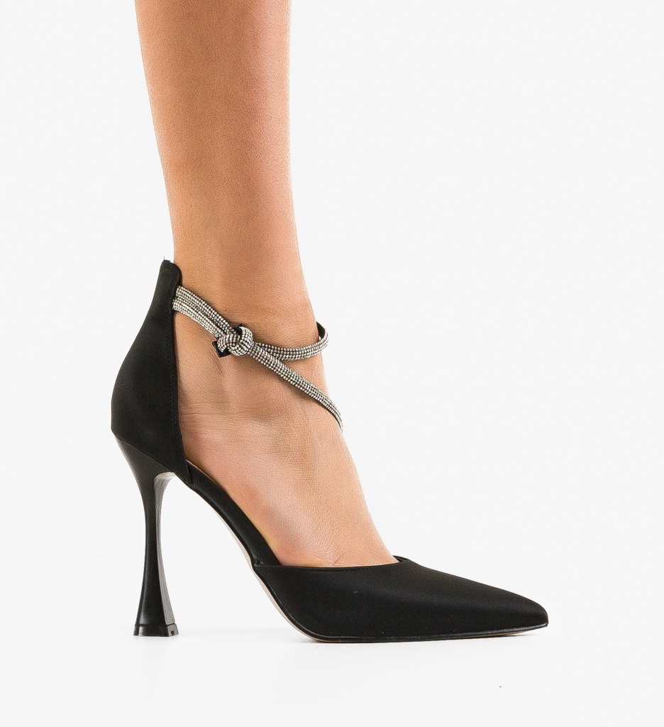 Pantofi Ernes Negri Eleganți cu Toc - imagine 6